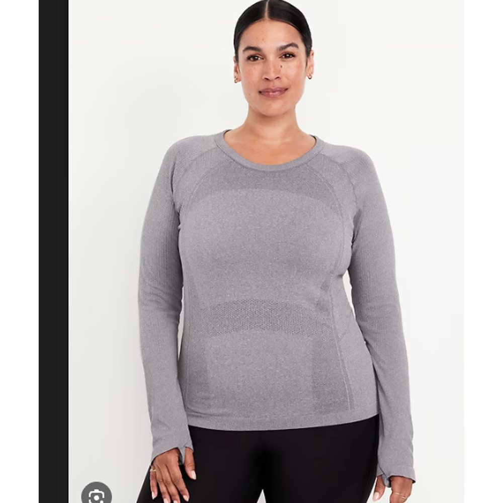NWT Old Navy womens size 2x gray fluid seamless fitted long sleeve top